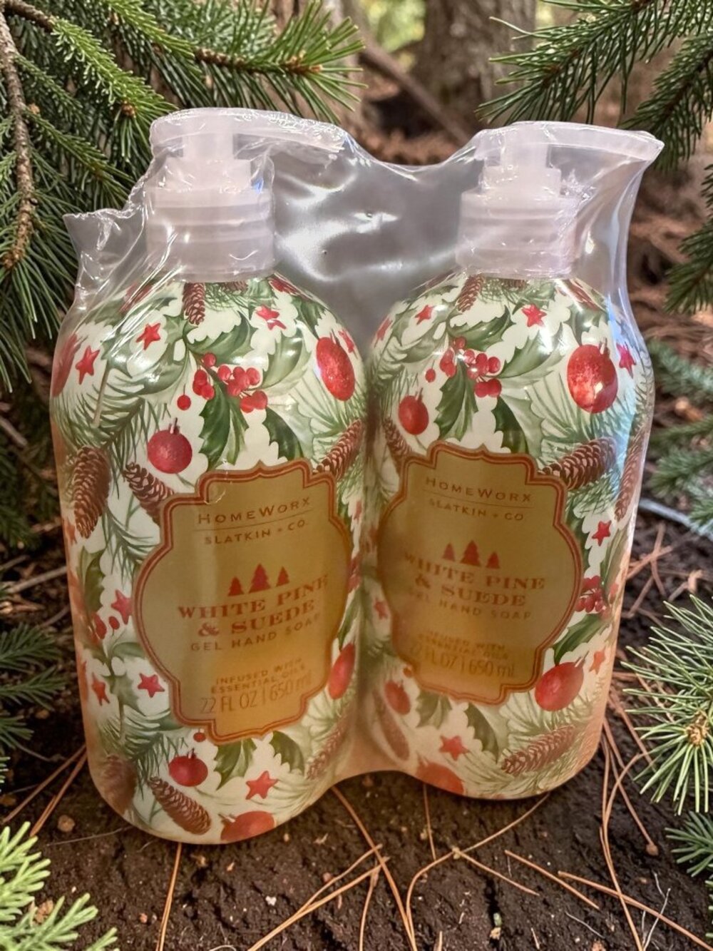 HomeWorks Slatin & Co. Set of 2 "White Pine & Suede" Gel Hand Soap - NEW